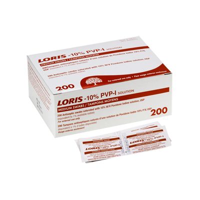 Loris 109-01 - Loris Povidone-Iodine Prep (10%) PVP-I Pad, Antiseptic, Medium. Box/200., box 200