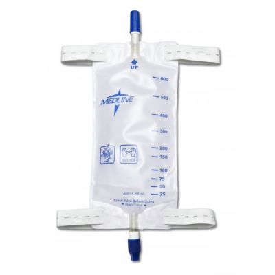 Medline DYND12574 - Medline Leg Bag 600ml Latex Free, Fabric Button Straps, Anti-Reflux,Twist Drain, EACH