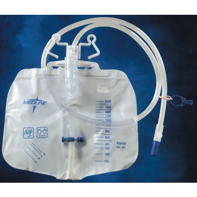 Medline DYND15203LL - Medline 2000ml DrainBag,Luer Lock, Anti-Reflux,Sample Port,50"Tube,SheetClip,Metal Clamp., EA
