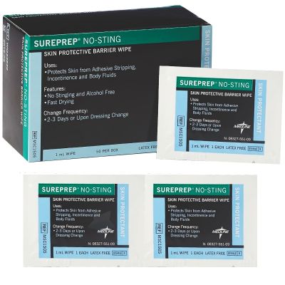 Medline MSC1505 - MEDLINE Sureprep No-Sting Barrier Wipe, Alcohol Free, 1mL Sterile  50/box, BX 50