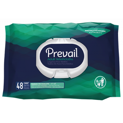 Prevail WW-810 - Prevail Pre-Moistened hygiene wipes, 8"x 12", Fragrance Free (48/pk)  # 901-WW-810, PKG 48
