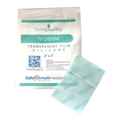 Safe n Simple SNS52723 - IV Derm Transparent Film Silicone Wound Dressing, 2in x 3in, BX 12