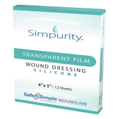 Safe n Simple SNS57245 - Transparent Film Silicone Wound Dressing 4in x 5in, BX 12