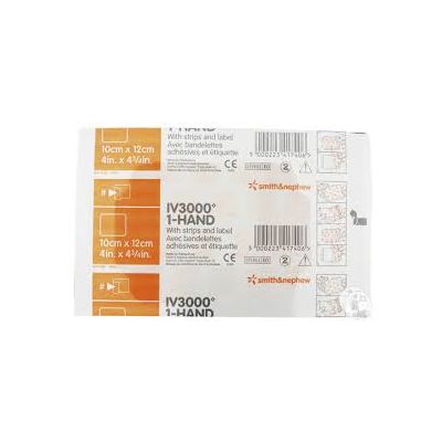 Smith&Nephew 4008 - OpSite IV3000 High Moisture Film Catheter Dressing, Transparent/10cmX12cm, BX 50