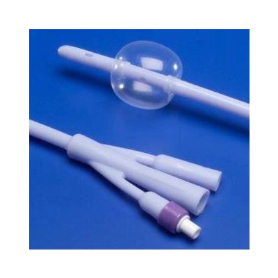 Dover All Silicone 3-Way Foley Catheter, 18 Fr, 30cc Balloon