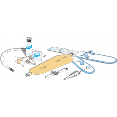 URO-KIT Latex Urinary leg bag Kit  32oz Large (incl. Fabric strap, urolux, straight thru adapter, thumb clamp, extension tube,